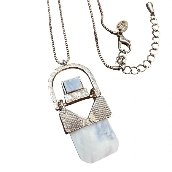 Charming Charlie Faux Marble Pendant Necklace 31” - Picture 6 of 6